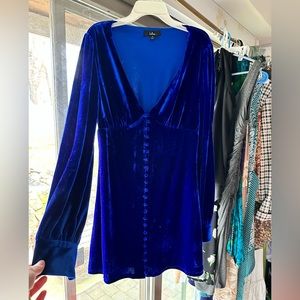 Lulu’s Slinky Royal Blue Retro Velvet Mini